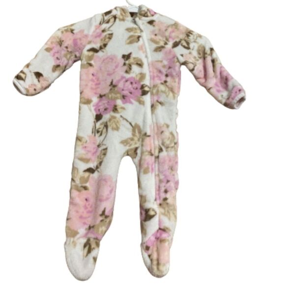 Laura Ashley Baby Girls’ Multicolor Floral Zip Front Hooded Fall/Winter Overalls - Picture 1 of 4